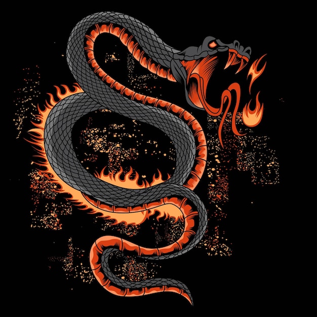 Ilustración de vector de serpiente de fuego