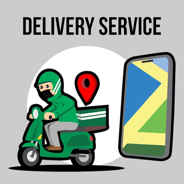 Ilustración de vector de servicio de entrega de scooter