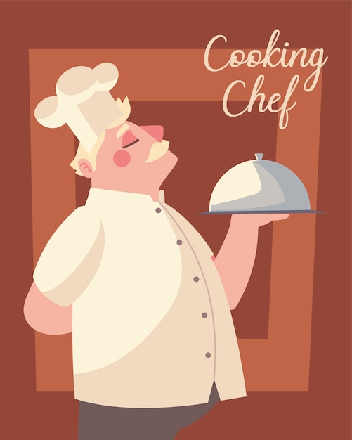 Ilustración de vector de servicio de restaurante de comida de trabajador de chef de cocina