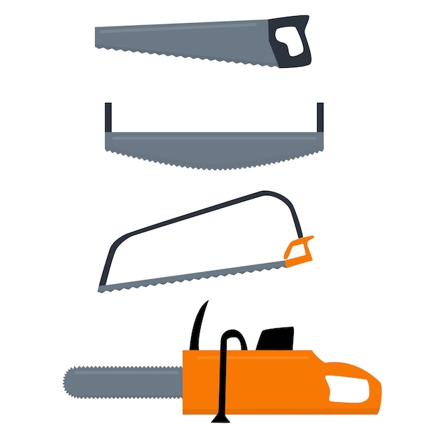 Vector ilustración de vector de set de sierra para el concepto de reparación y renovación del hogar
