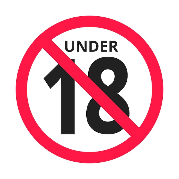 Ilustración de vector de signo de icono prohibido menores de 18 años