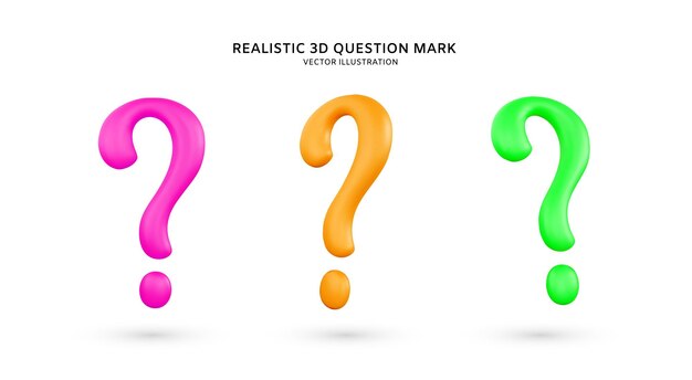 Ilustración de vector de signo de interrogación 3d realista