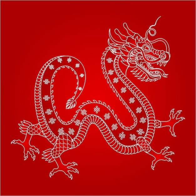 Ilustración de vector de signo de zodiaco de dragón chino tradicional