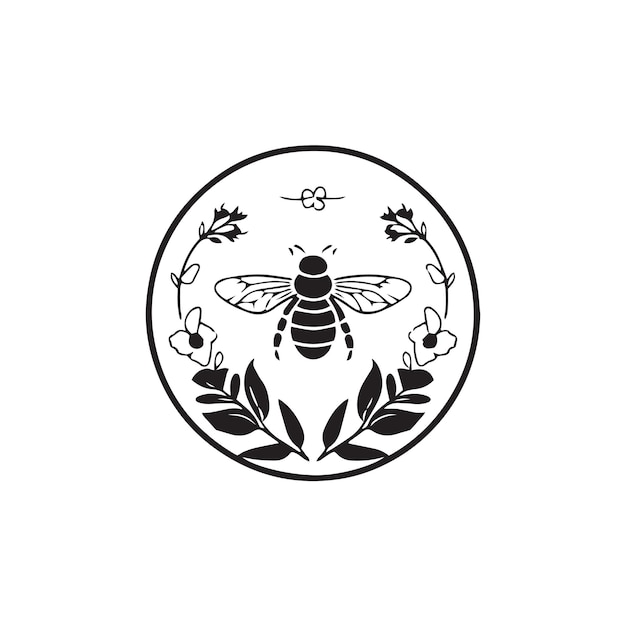 Ilustración de vector de silueta de abeja de miel aislada en un fondo blanco