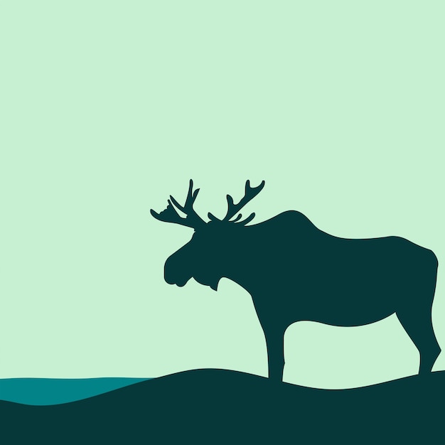 Ilustración de vector de silueta de alces y agua