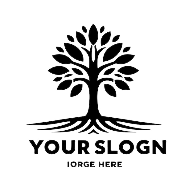 Ilustración del vector de la silueta del árbol del logotipo
