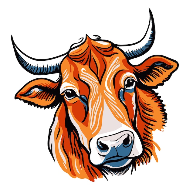 Ilustración del vector de silueta de arte de línea de vaca