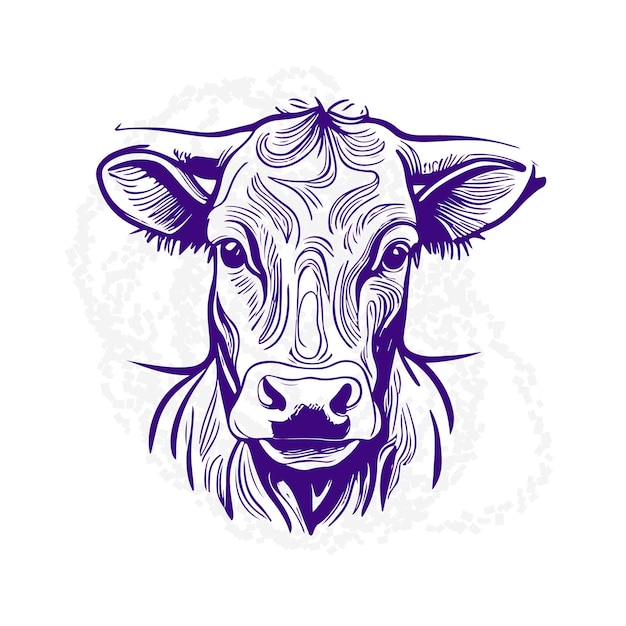Ilustración del vector de silueta de arte de línea de vaca