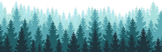 Ilustración de vector de silueta de bosque Paisaje de bosque Paisaje de naturaleza de fondo de bosque