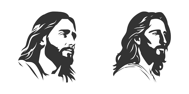 Ilustración de Vector de silueta de cara de Jesús