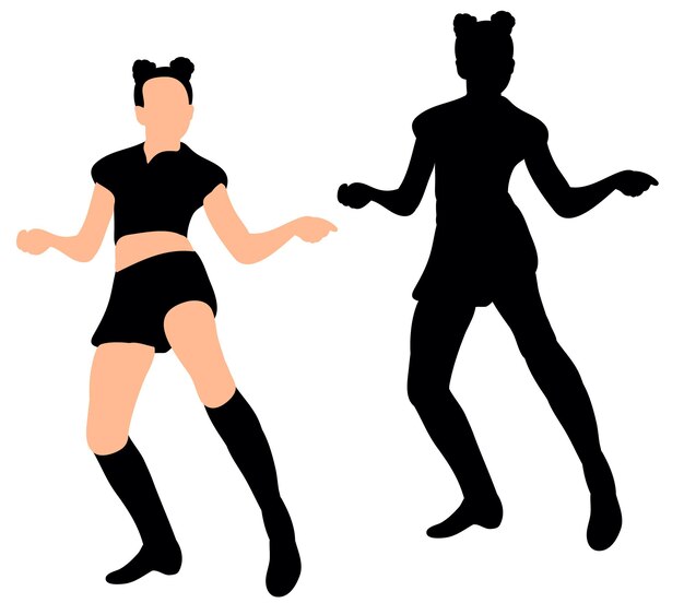 Ilustración, vector, silueta chica bailando