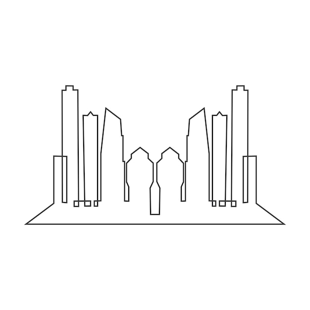 Ilustración de vector de silueta de ciudad de horizonte de ciudad moderna en diseño plano