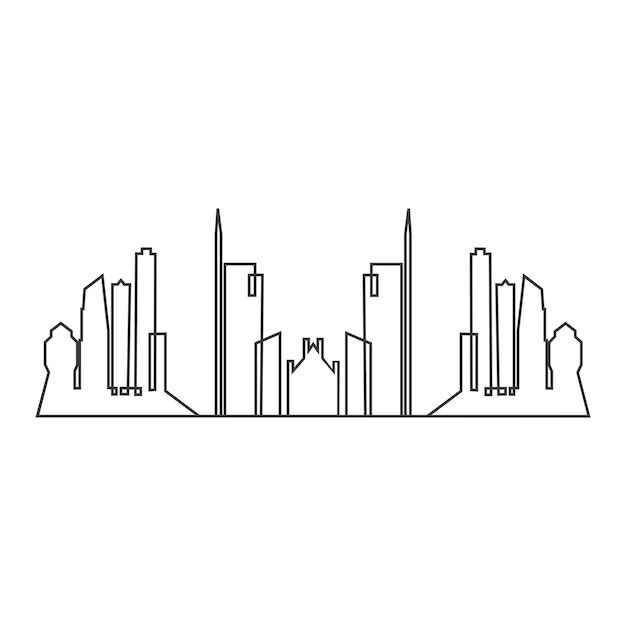 Ilustración de vector de silueta de ciudad de horizonte de ciudad moderna en diseño plano