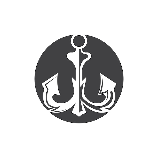 Ilustración de vector de silueta de diseño de logotipo de ancla de barco simple