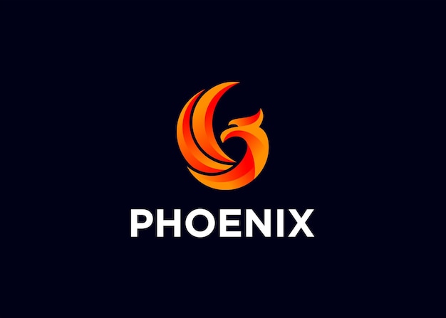 Ilustración de vector de silueta de diseño de logotipo de Phoenix