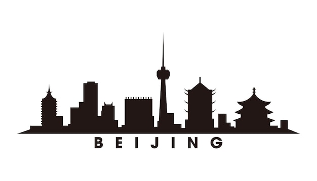 Ilustración de vector de silueta de horizonte de beijing