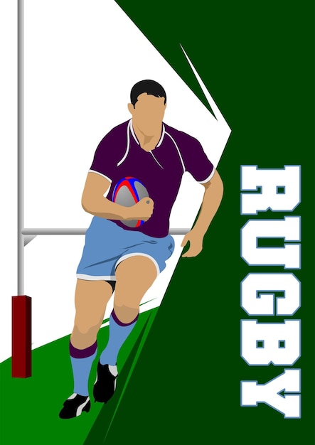 Ilustración de Vector de silueta de jugador de rugby