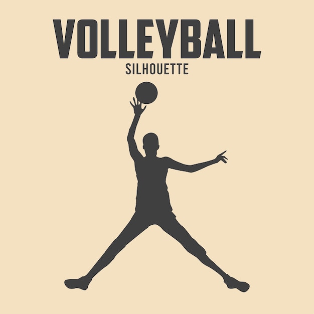 Vector ilustración de vector de silueta de jugador de voleibol 03