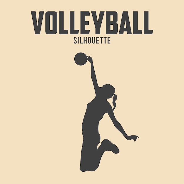 Ilustración de vector de silueta de jugador de voleibol 06