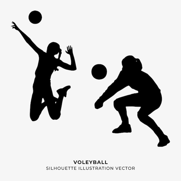 Ilustración de vector de silueta de jugadores de voleibol
