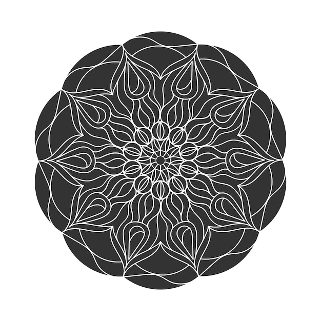 Ilustración de vector de silueta llena de patrón circular aislado sobre fondo blanco diseño simple