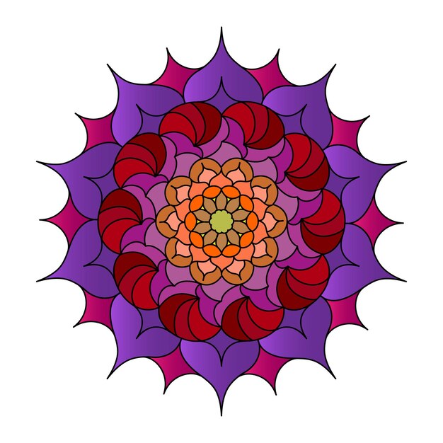 Ilustración de Vector de silueta llena de patrón circular aislado sobre fondo blanco diseño simple