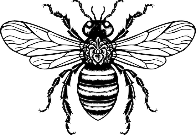 Ilustración de Vector de silueta minimalista y simple de abeja