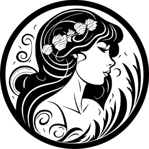 Ilustración de vector de silueta minimalista y simple art nouveau