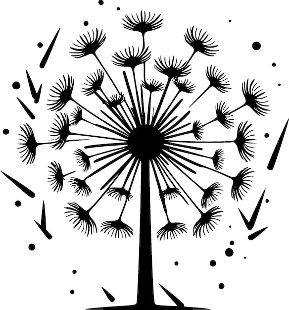 Ilustración de Vector de silueta minimalista y simple de diente de león