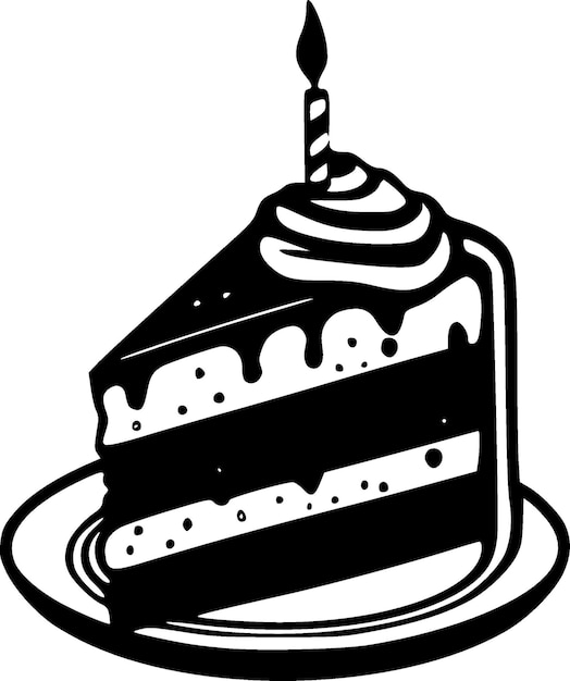 Vector ilustración de vector de silueta minimalista y simple de pastel de cumpleaños