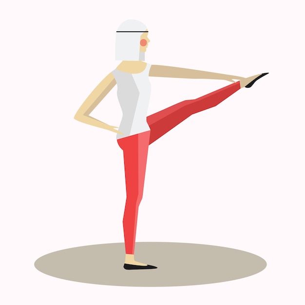 Ilustración de vector de silueta de mujer de pose de yoga plana en un estilo moderno