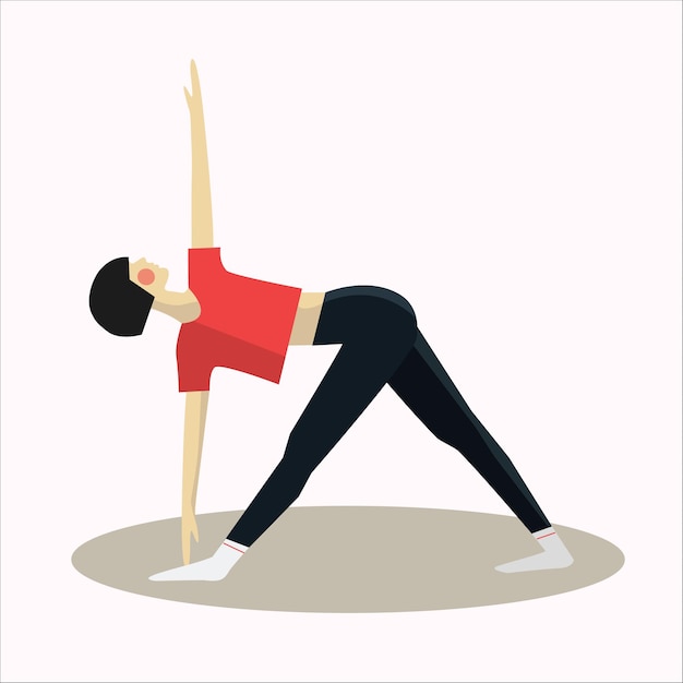 Ilustración de vector de silueta de mujer de pose de yoga plana en un estilo moderno