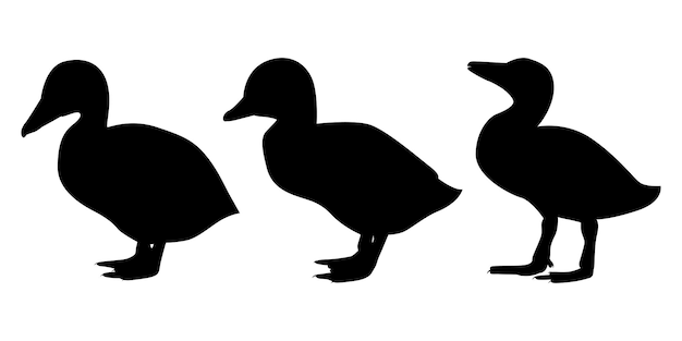 Ilustración de vector de silueta de pato recién nacido de animales de granja