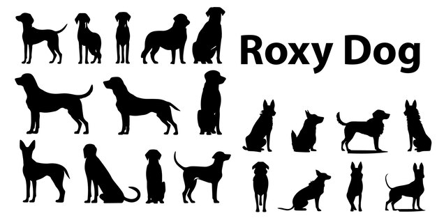 Una ilustración de vector de silueta de perro Roxy