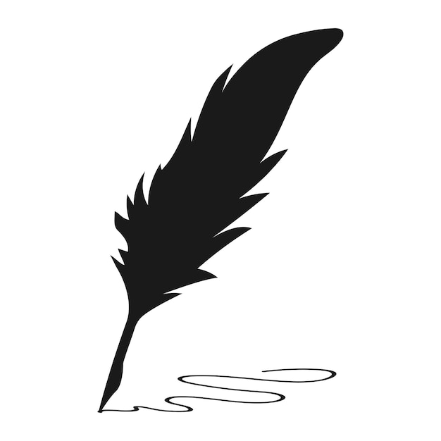 Ilustración de vector de silueta de pluma de tinta de símbolo de poesía y literatura icono de tema vintage para escrito