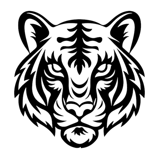 Vector ilustración de vector de siluetas de cara de tigre