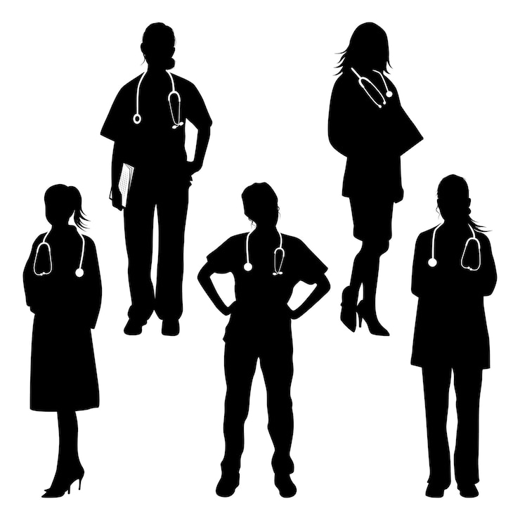 Ilustración de Vector de siluetas de doctoras