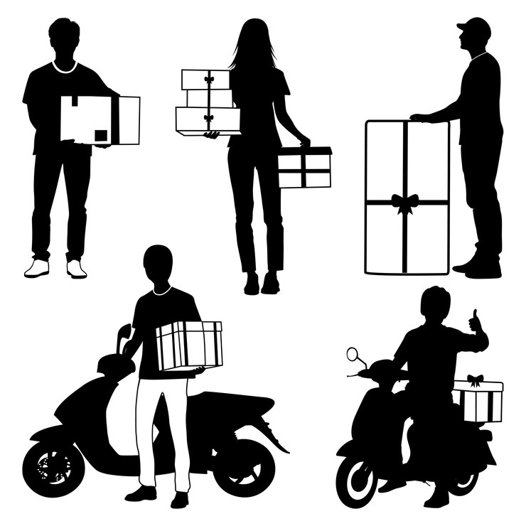 Ilustración de Vector de siluetas de hombre de entrega