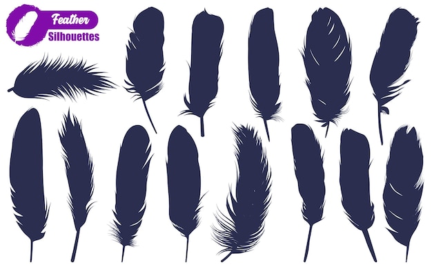 Ilustración de Vector de siluetas de plumas esponjosas