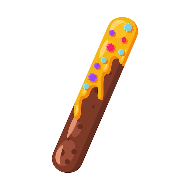 Ilustración de vector de símbolo de barra de dibujos animados de donut. Estilo de fuente de galleta. Signo de matemáticas en negrita vidriado con glaseado. Tipografía tentadora de diseño plano. Galletas, gofres, letrero de chocolate. Pastelería, panadería clipart aislado