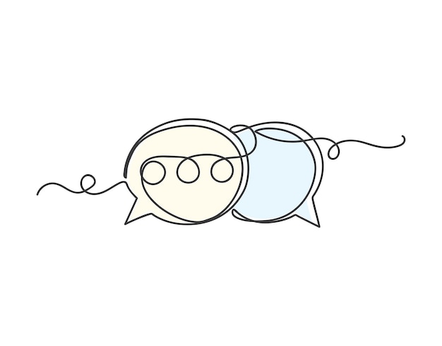 Ilustración de vector de símbolo de burbuja de discurso de chat de arte de línea continua