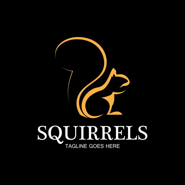 Ilustración de vector de símbolo de icono de diseño de logotipo animal ardilla creativa
