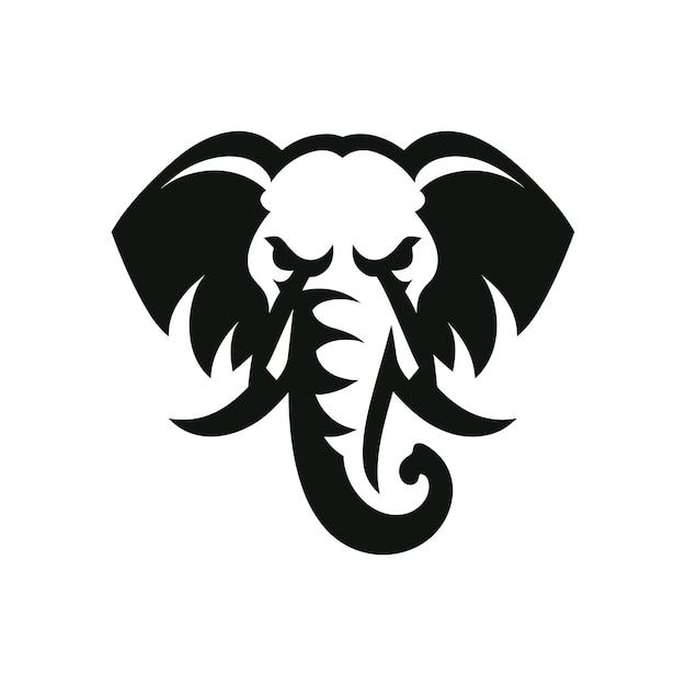 Ilustración de vector de símbolo de icono de silueta de elefante enojado