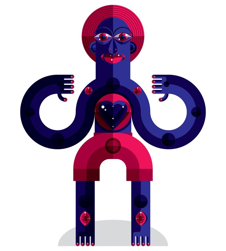 Vector ilustración de vector de símbolo pagano, tema de culto espiritual. dibujo modernista de un personaje extraño. retrato de diseño plano aislado en blanco.