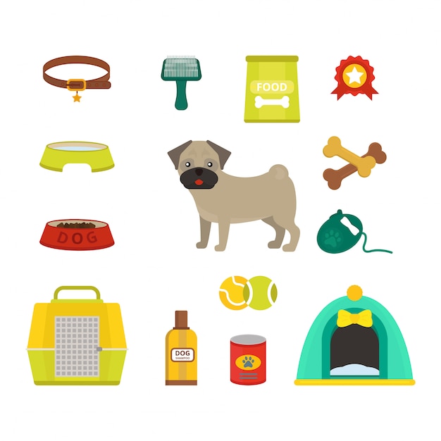 Ilustración de vector de símbolos de perro Pug