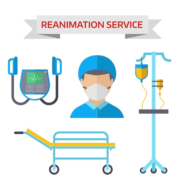 Ilustración de vector de símbolos de reanimación de ambulancia