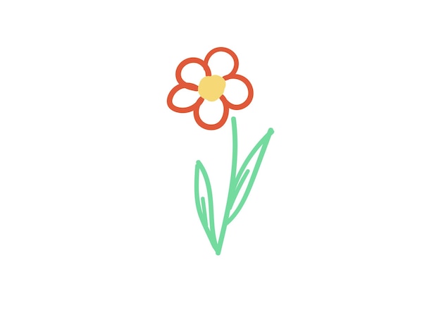 Ilustración de vector simple de handdraw de flor de elemento floral único