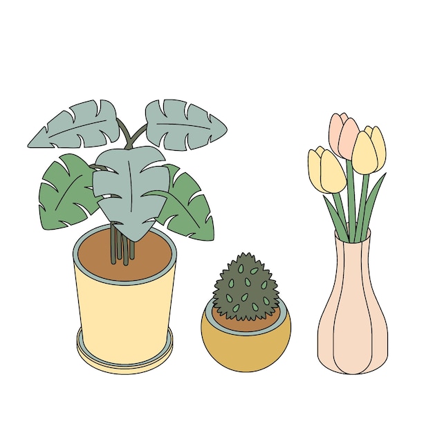 Ilustración de Vector simple de planta casera