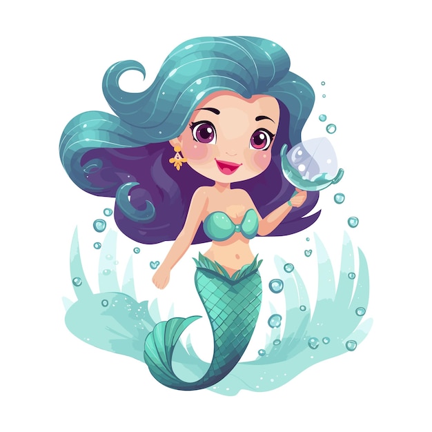 Ilustración de Vector de sirena linda