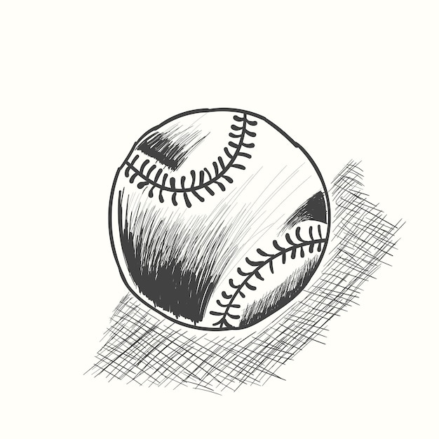 Ilustración de vector de softbol de béisbol en negro Dibujo detallado de estilo vintage